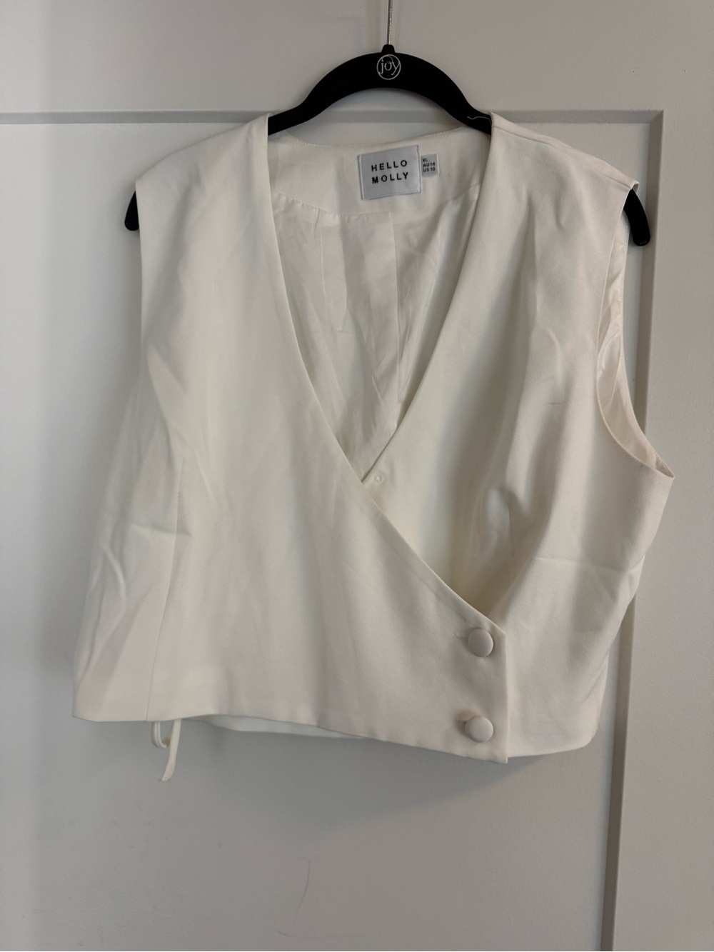 Hello Molly Off-White Wrap-Front Sleeveless Top